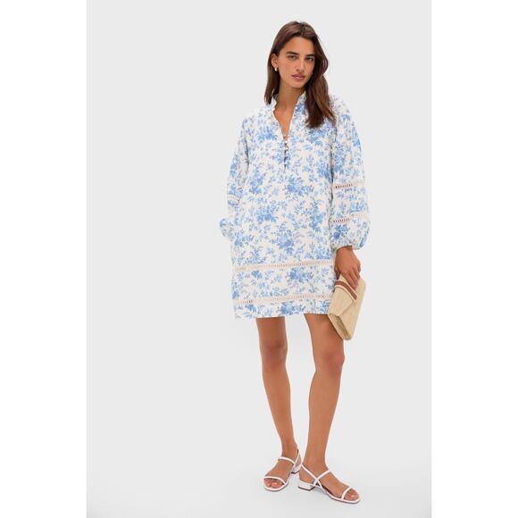 TUCKERNUCK Forget Me Not Floral Cotton Linen Mini Maryse Caftan Size L NWT - Picture 7 of 7